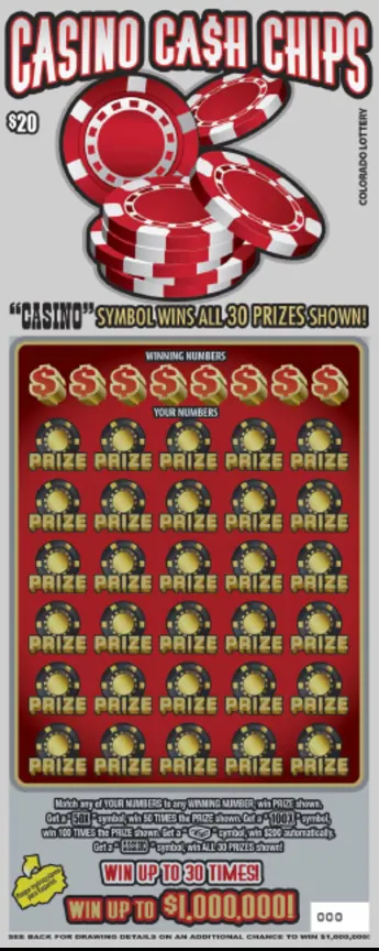 Casino Ca$h Chips $20 Colorado scratch-off ticket