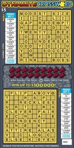 Dynamite Crossword $5 scratch-off ticket