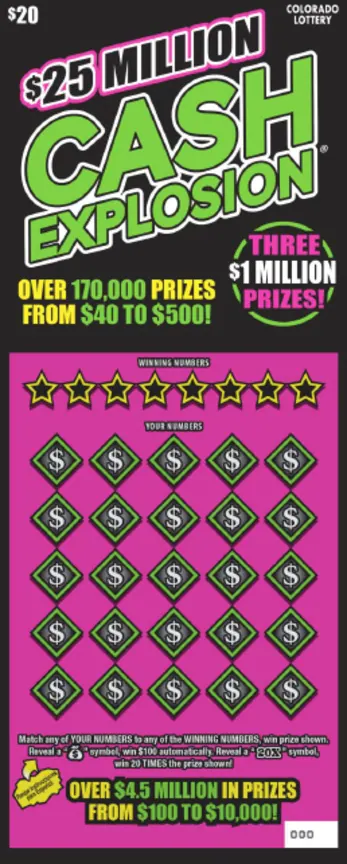 $25 Million Cash Explosion® $20 Colorado scratch-off ticket