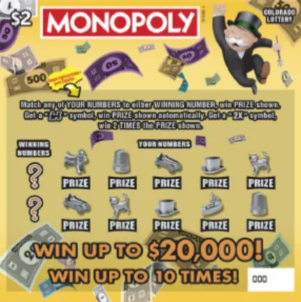MONOPOLY™ $2 Colorado scratch-off ticket