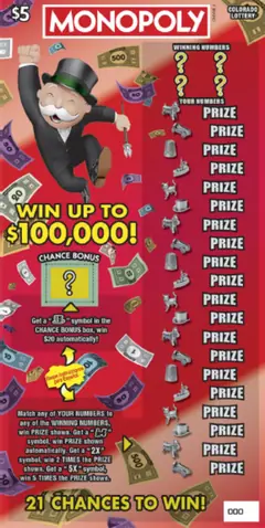 MONOPOLY™ $5 scratch-off ticket (image: Colorado Lottery)