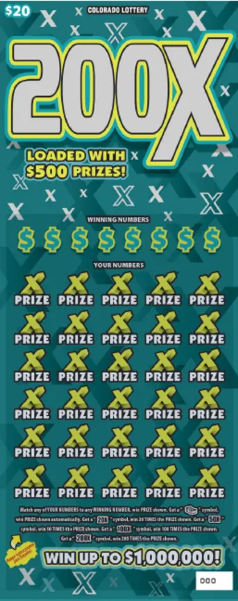 200X $20 Colorado scratch-off ticket