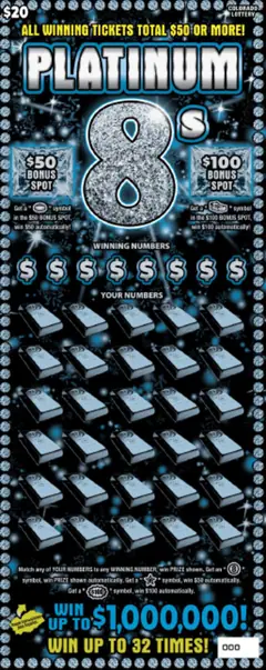 PLATINUM 8s $20 scratch-off ticket