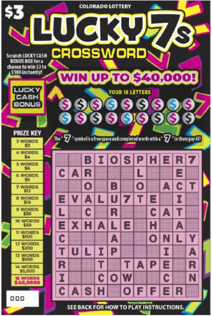 LUCKY 7s CROSSWORD $3 Colorado scratch-off ticket