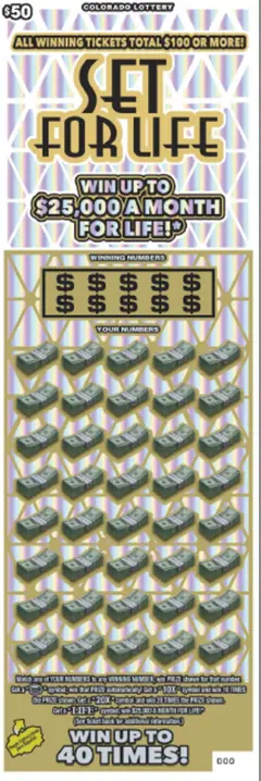 SET FOR LIFE $50 scratch-off ticket