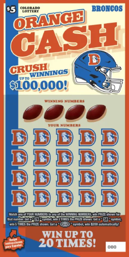 ORANGE CASH $5 Colorado scratch-off ticket