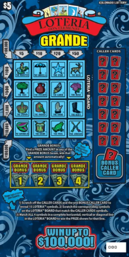 LOTERIA™ Grande $5 Colorado scratch-off ticket