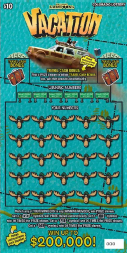 NATIONAL LAMPOON'S VACATION $10 Colorado scratch-off ticket