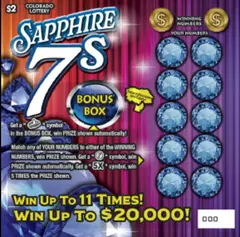 SAPPHIRE 7s $2 scratch-off ticket