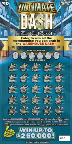 ULTIMATE DASH® Shopping Spree $10 scratch-off ticket