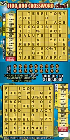 CROSSWORD CASH $5 scratch-off ticket (image: Colorado Lottery)