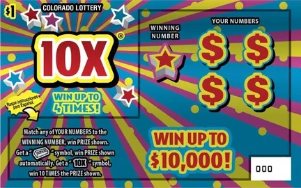 10X® $1 Colorado scratch-off ticket