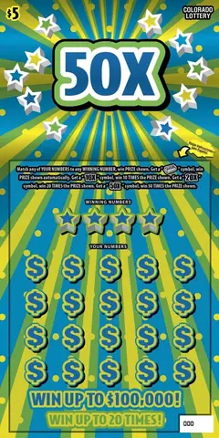 50X $5 scratch-off ticket