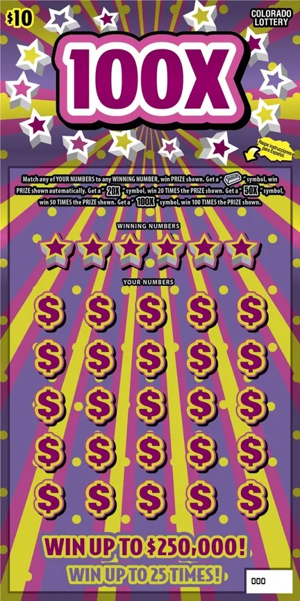 100X $10 Colorado scratch-off ticket