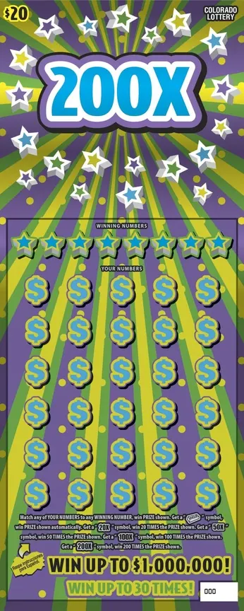 200X $20 Colorado scratch-off ticket