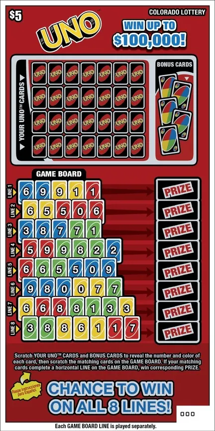 UNO™ $5 Colorado scratch-off ticket