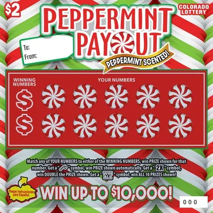 PEPPERMINT PAYOUT $2 Colorado scratch-off ticket