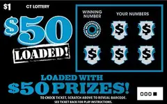 $$50 Loaded! $1 scratch-off ticket