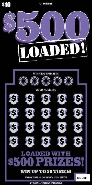 $$500 Loaded! $10 Connecticut scratch-off ticket