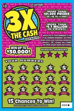 3X The Cash 13Th Edition $3 scratch-off ticket (image: CT Lottery)
