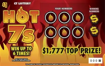 HOT 7s $1 Connecticut scratch-off ticket