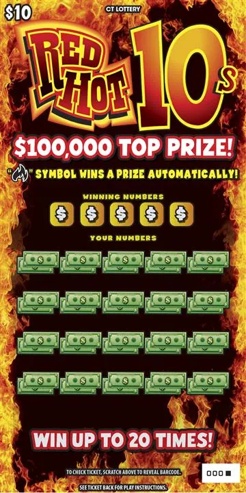Red Hot 10S $10 Connecticut scratch-off ticket
