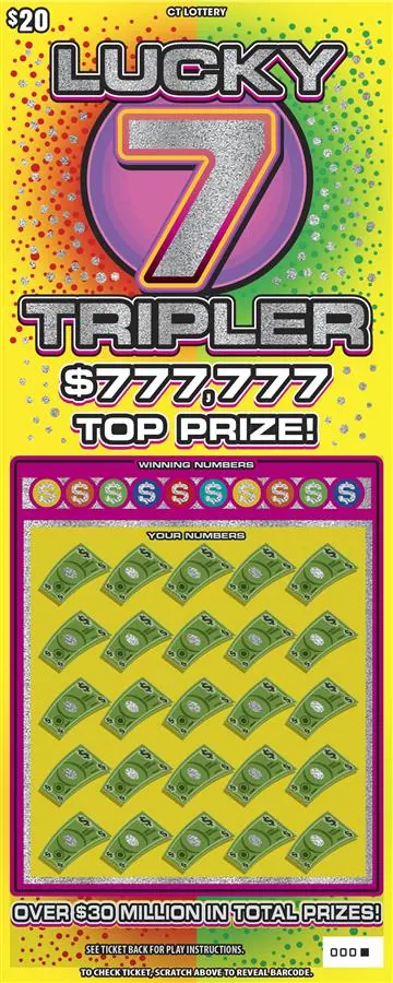Lucky 7 Tripler $20 Connecticut scratch-off ticket