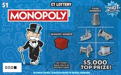 $$1 Monopoly $1 scratch-off ticket (image: CT Lottery)