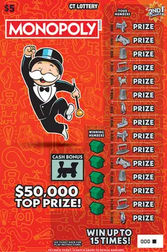 $$5 Monopoly $5 scratch-off ticket (image: CT Lottery)