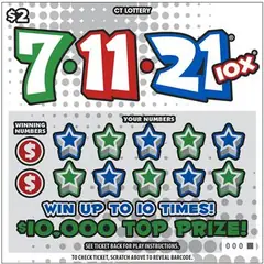 7-11-21 10X $2 scratch-off ticket