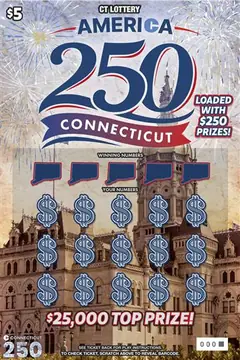 America 250 Connecticut $5 scratch-off ticket