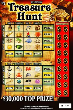 Treasure Hunt $3 scratch-off ticket (image: CT Lottery)
