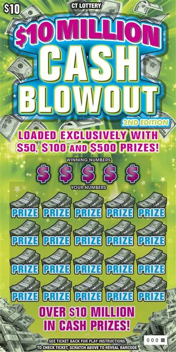 $$10 Million Cash Blowout 2Nd $10 Connecticut scratch-off ticket