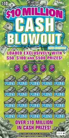 $$10 Million Cash Blowout 2Nd $10 scratch-off ticket