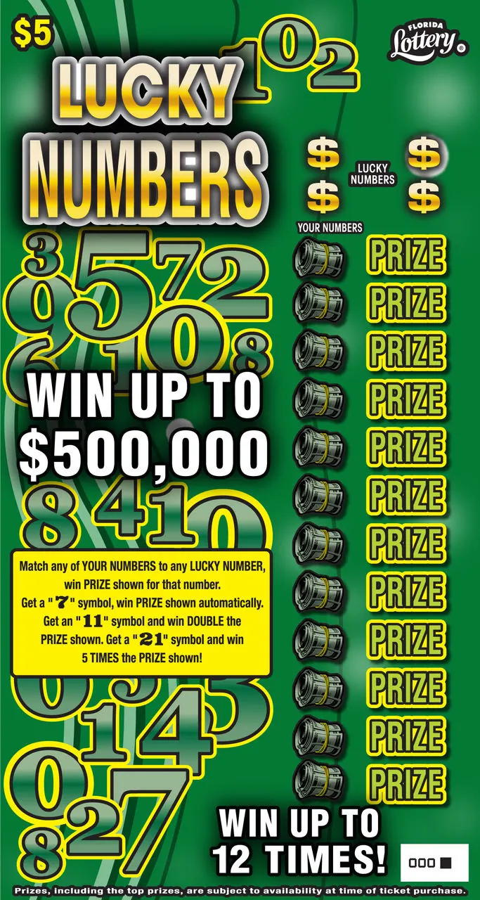 Lucky Numbers $5 Florida scratch-off ticket
