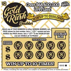 $2 Gold Rush Doubler $2 scratch-off ticket