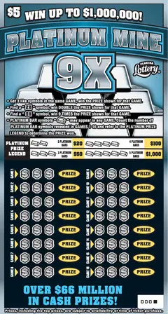 PLATINUM MINE 9X $5 scratch-off ticket