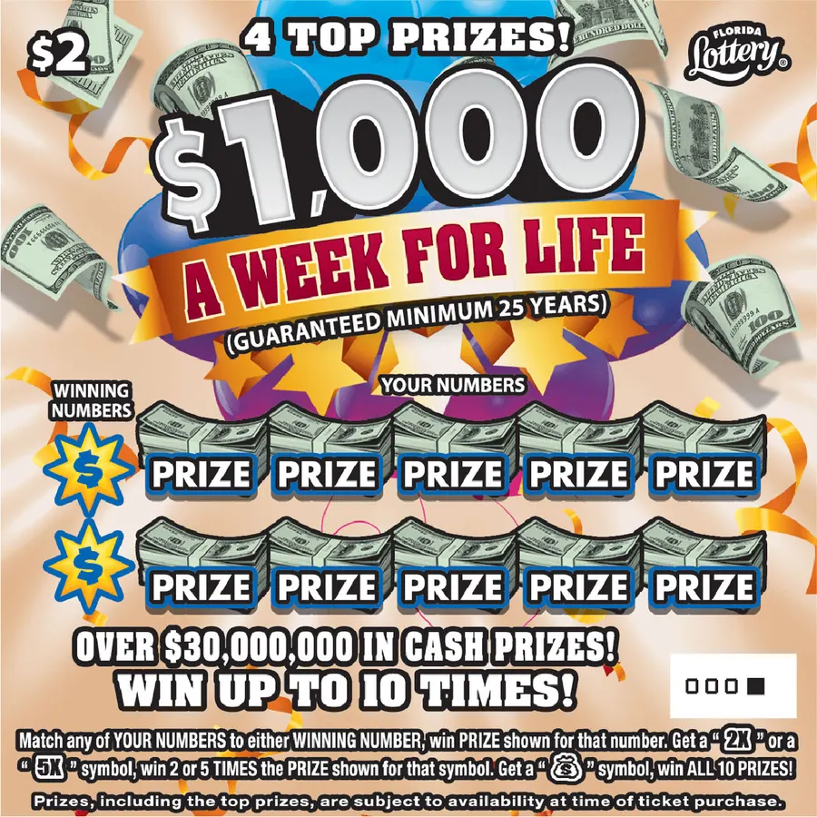 $1,000 A Week For Life $2 Florida scratch-off ticket