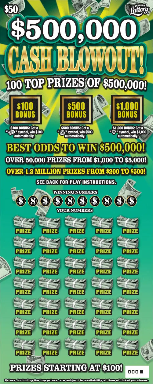 $500,000 CASH BLOWOUT! $50 Florida scratch-off ticket