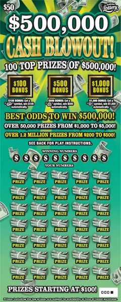 $500,000 CASH BLOWOUT! $50 scratch-off ticket