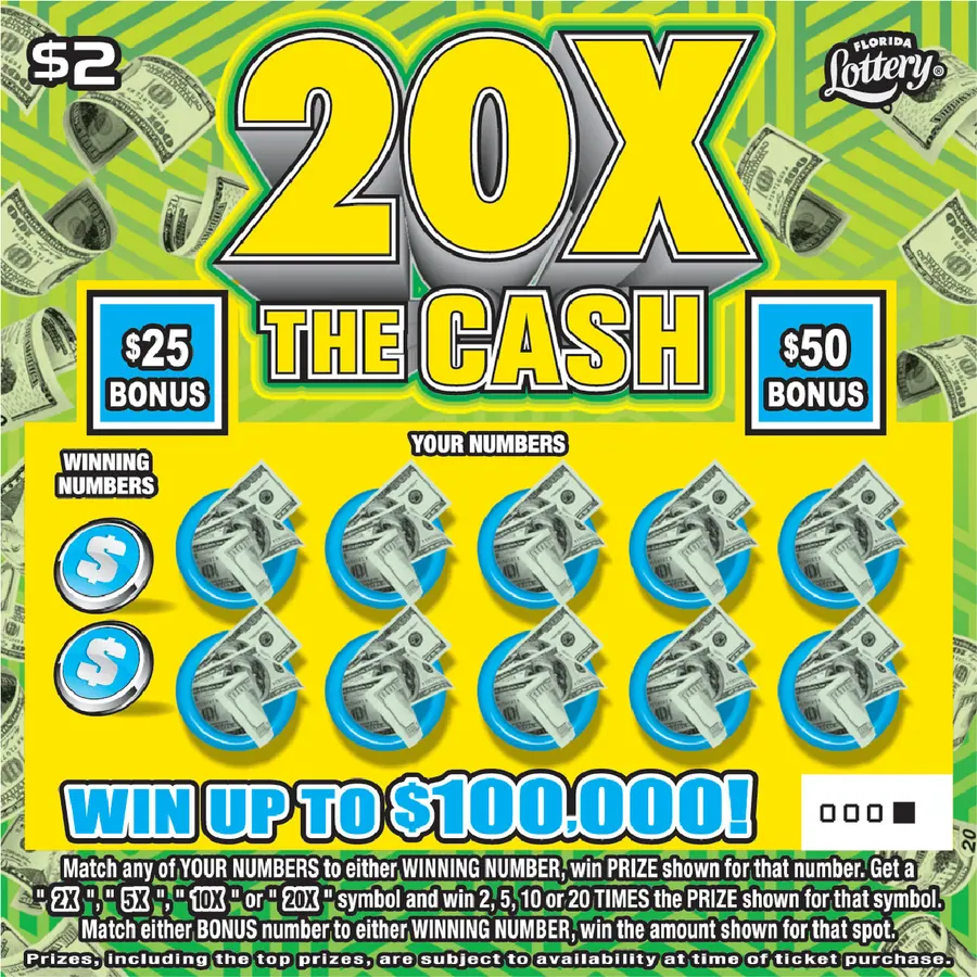 20X THE CASH $2 Florida scratch-off ticket