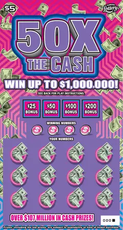 50X THE CASH $5 scratch-off ticket (image: Florida Lottery)