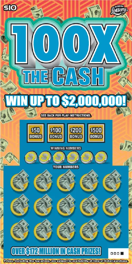 100X THE CASH $10 Florida scratch-off ticket