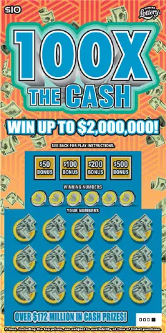 100X THE CASH $10 scratch-off ticket