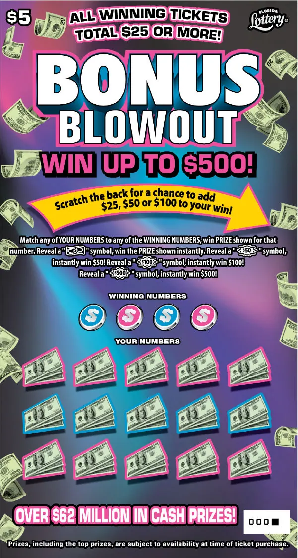 Bonus Blowout $5 Florida scratch-off ticket