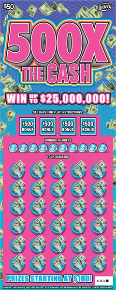 500X THE CASH $50 scratch-off ticket