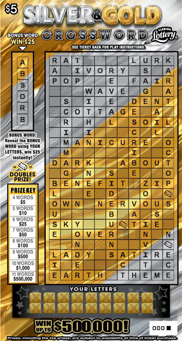 Silver & Gold Crossword $5 Florida scratch-off ticket