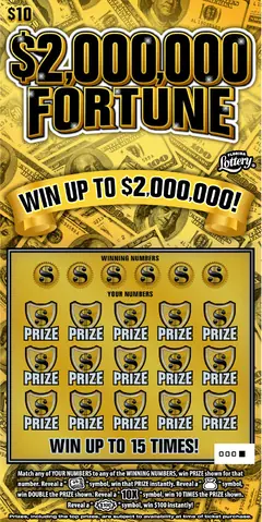 $2,000,000 Fortune $10 scratch-off ticket