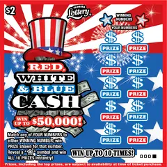 Red, White & Blue Cash $2 scratch-off ticket