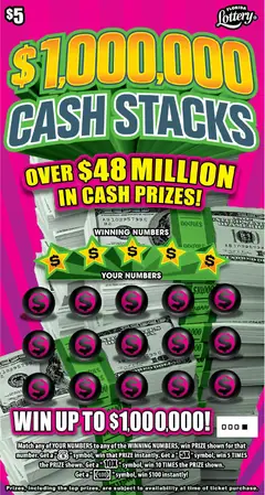 $1,000,000 Cash Stacks $5 scratch-off ticket